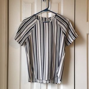 H&M Navy and Red Striped Top